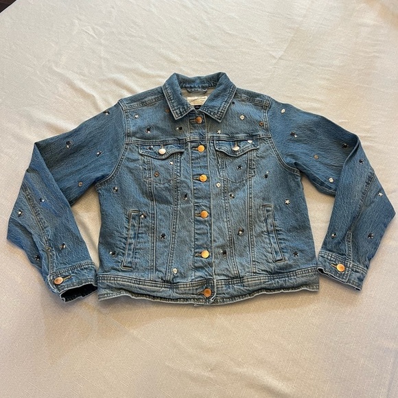 UNIVERSAL THREAD Women’s Denim Jacket, with Stitched Floral Details, Small - Picture 1 of 7